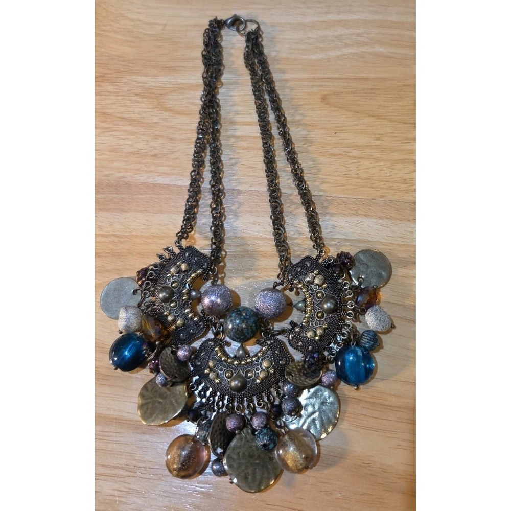 ornate boho-style statement bib necklace